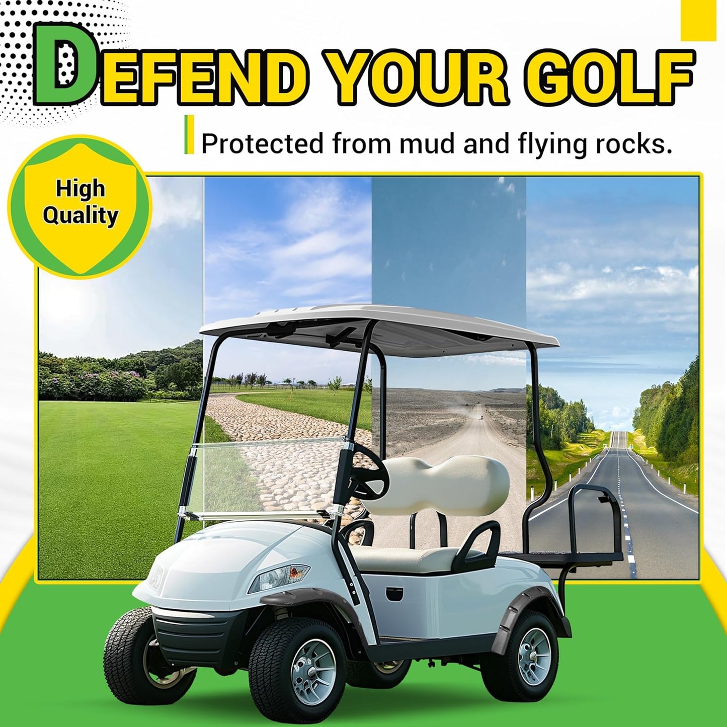 4pcs Front and Rear Standard Fender Flares Compatible with 1994-2013 Golf Cart EZGO TXT Model LYMP-049