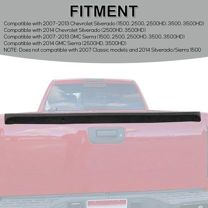 Tailgate Cap Top Protector Molding Spoiler Cover Compatible with 2007-2013 Chevy GMC Silverado Sierra 1500 2007-2014 2500 3500 Replacement for 25844299 GM1904104 LYAP-241