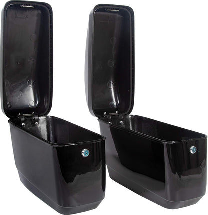 Hard Motorcycle Saddle Bags Saddlebags w/Mounting Kit Compatible with Harley Davidson Honda Shadow Kawasaki Vulcan VN Black Hard Trunk Saddlebags GA-B