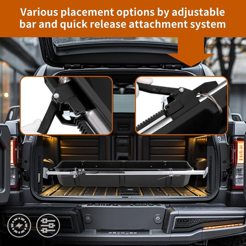 KUAFU Full Size Truck Bed Storage Box Compatible with Ford Chevrolet GMC Dodge Ram Toyota Nissan Universal 55 Inch - 69 inch Wide Adjustable Beds Secure Cargo Organizer Protect Groceries LYAP-X1032