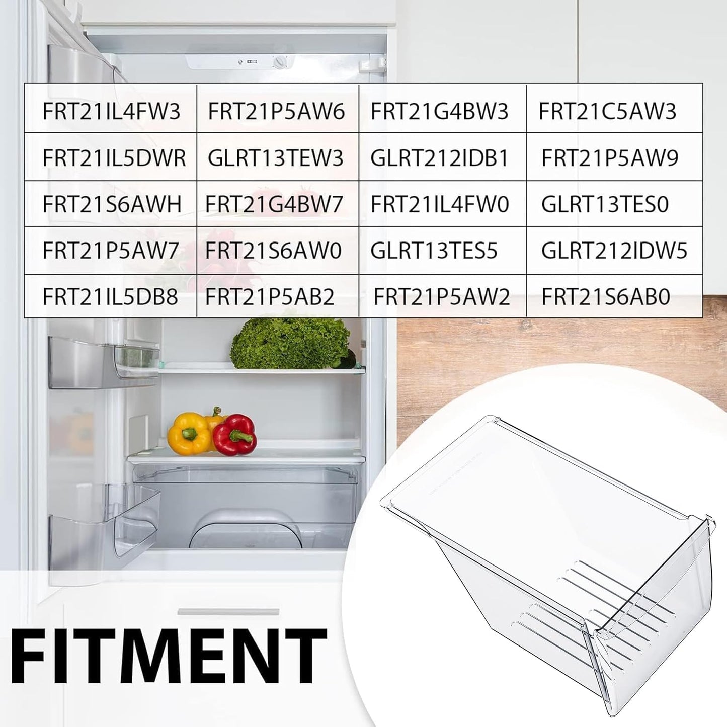 240343803 AP2115895 240343801 Crisper Pan (Bottom) Compatible with Frigidaire Refrigerator Kenmore Crisper Bin Crisper Drawer 240343805 Replacement only LYOP-054
