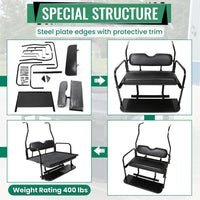 Load image into Gallery viewer, KUAFU Back Folding Seat Kit Compatible with 2000.5-Up Club Car DS Models Golf Cart Flip Seat with Cushions LYA-078A+LYA-078B
