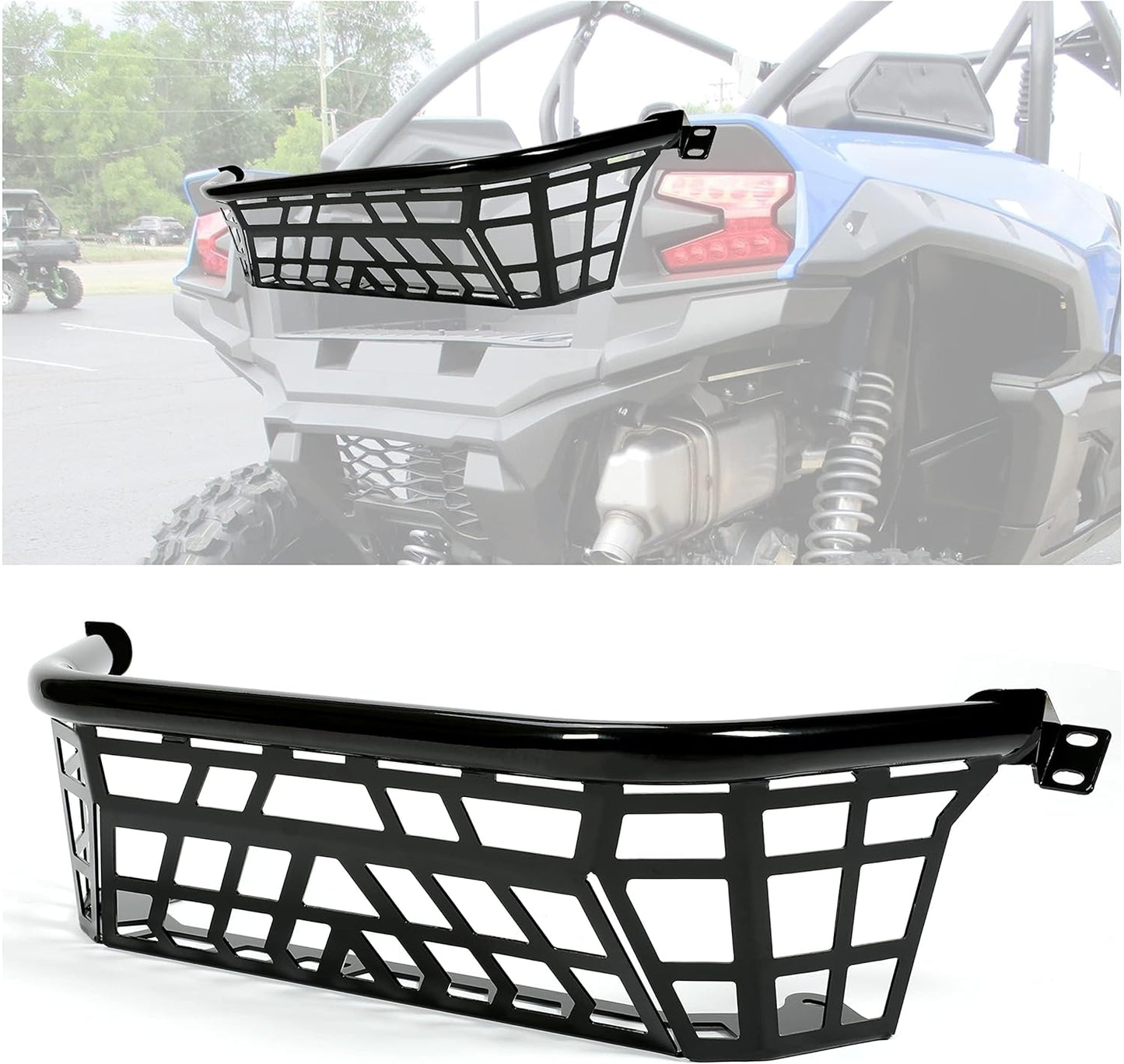 Cargo Barricade Compatible with 2020-2025 Kawasaki Teryx KRX 1000 2023-2025 KRX4 1000 Luggage Rack Steel Cargo Bed Enclosure Tailgate Black Powder Coated LYMM-153