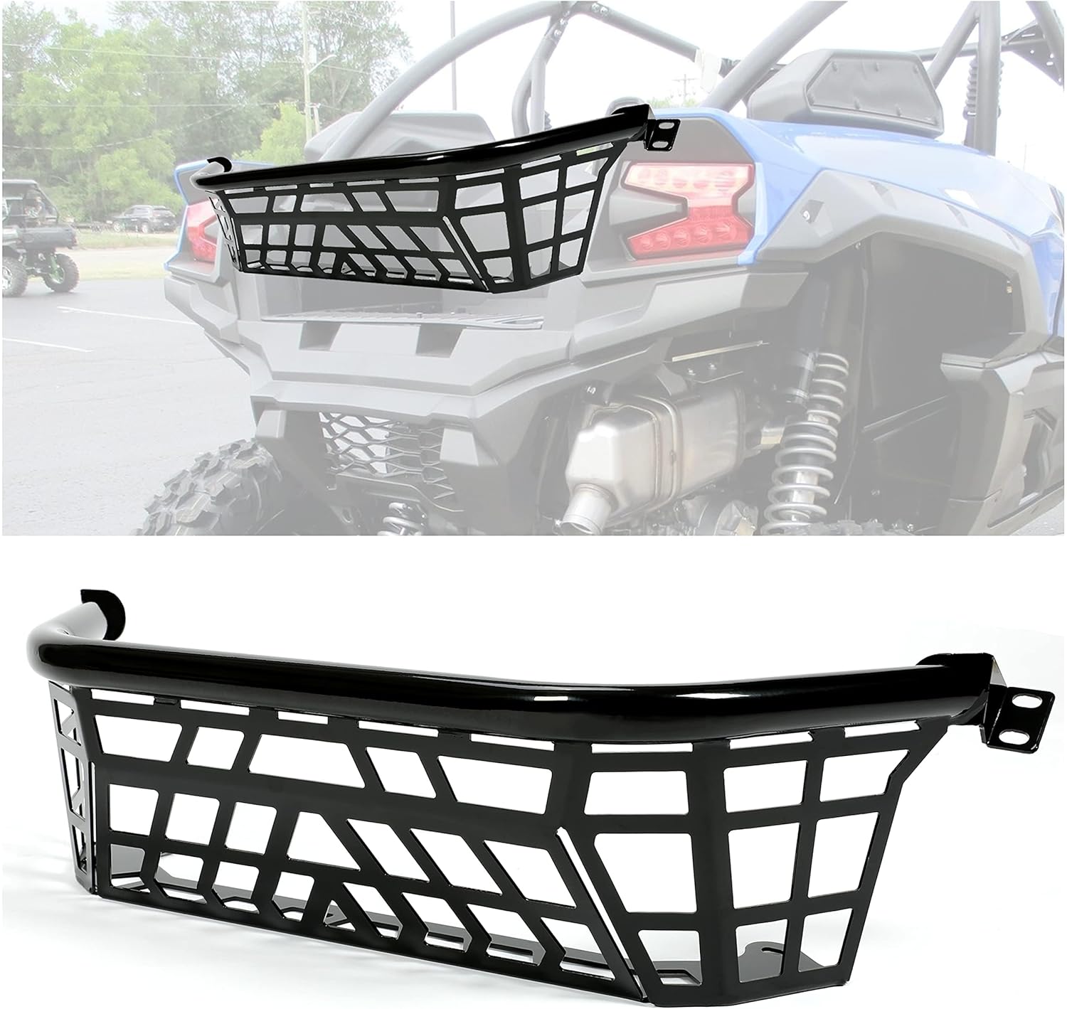 Cargo Barricade Compatible with 2020-2025 Kawasaki Teryx KRX 1000 2023-2025 KRX4 1000 Luggage Rack Steel Cargo Bed Enclosure Tailgate Black Powder Coated LYMM-153