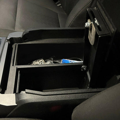 Center Console Safe Storage Box Compatible with 2015-2022 Ford F150 Raptors F250 F350 Super Duty Powder Coated Steel LYAM-123S