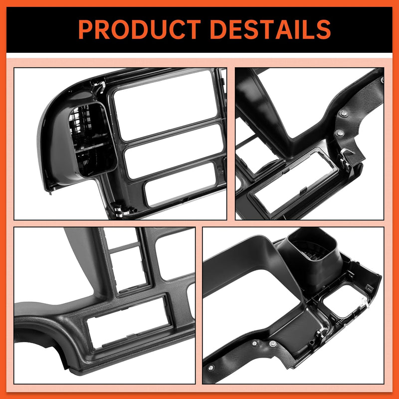 Dashboard Radio Panel Compatible with 1995-1999 Chevy Chevrolet GMC C1500 C2500 C3500 K1500 K2500 K3500 Tahoe Suburban Blazer Yukon Plastic Textured Black LYAP-X1270-3