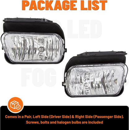 Bumper Fog Lights Lamps Compatible with 2003-2007 Chevy Silverado 2002-2006 Chevy Avalanche with Bulbs Driver Side+Passenger Side LYPL-076