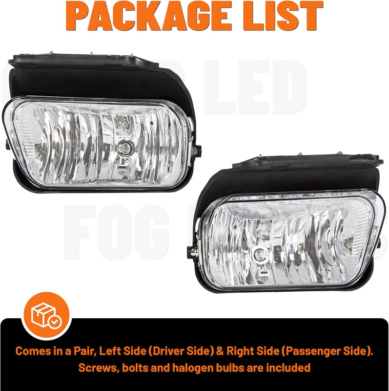 ECOTRIC Bumper Fog Lights Lamps Compatible with 2003-2007 Chevy Silverado 2002-2006 Chevy Avalanche with Bulbs Driver Side+Passenger Side LYPL-076