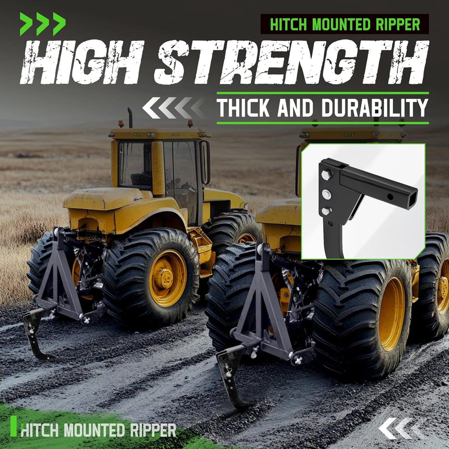 Adjustable Hitch Mounted Ripper for 2inches Receivers, 3 Point Trencher Compatible with ATVs UTVs Tractors, Plough Blade in Garden Bury Pipes Sow Seeds Lawn Digging Subsoil Heavy Duty LYOM-372