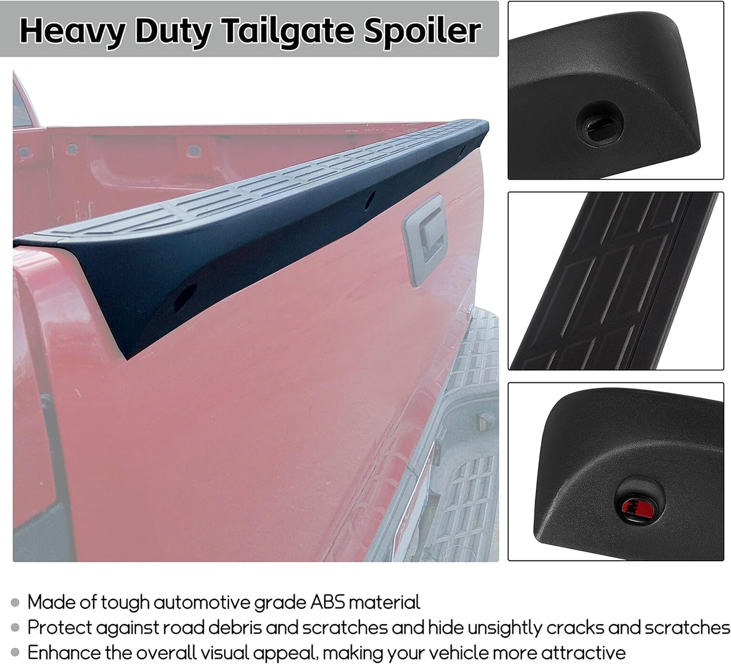 Tailgate Cap Top Protector Molding Spoiler Cover Compatible with 2007-2013 Chevy GMC Silverado Sierra 1500 2007-2014 2500 3500 Replacement for 25844299 GM1904104 LYAP-241