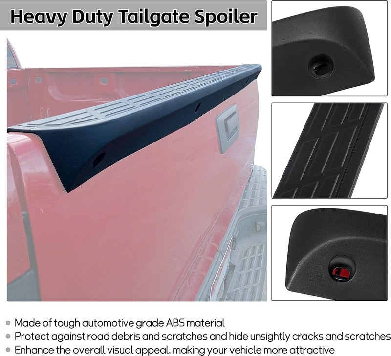 Tailgate Cap Top Protector Molding Spoiler Cover Compatible with 2007-2013 Chevy GMC Silverado Sierra 1500 2007-2014 2500 3500 Replacement for 25844299 GM1904104 LYAP-241
