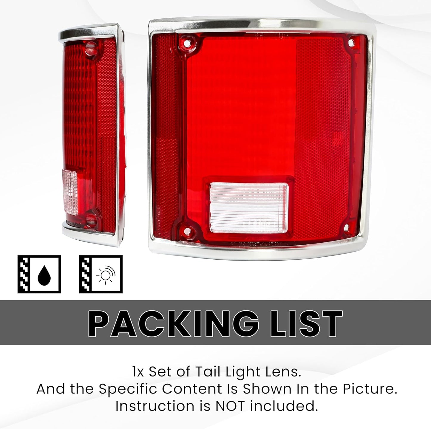 Pair Tail Light Lens Compatible with 1973-1991 Chevrolet Chevy Blazer Suburban Jimmy Driver Left & Passenger Right Replacement For 5968330, 5968329, GM2801122, GM2800122 LYOP-015S