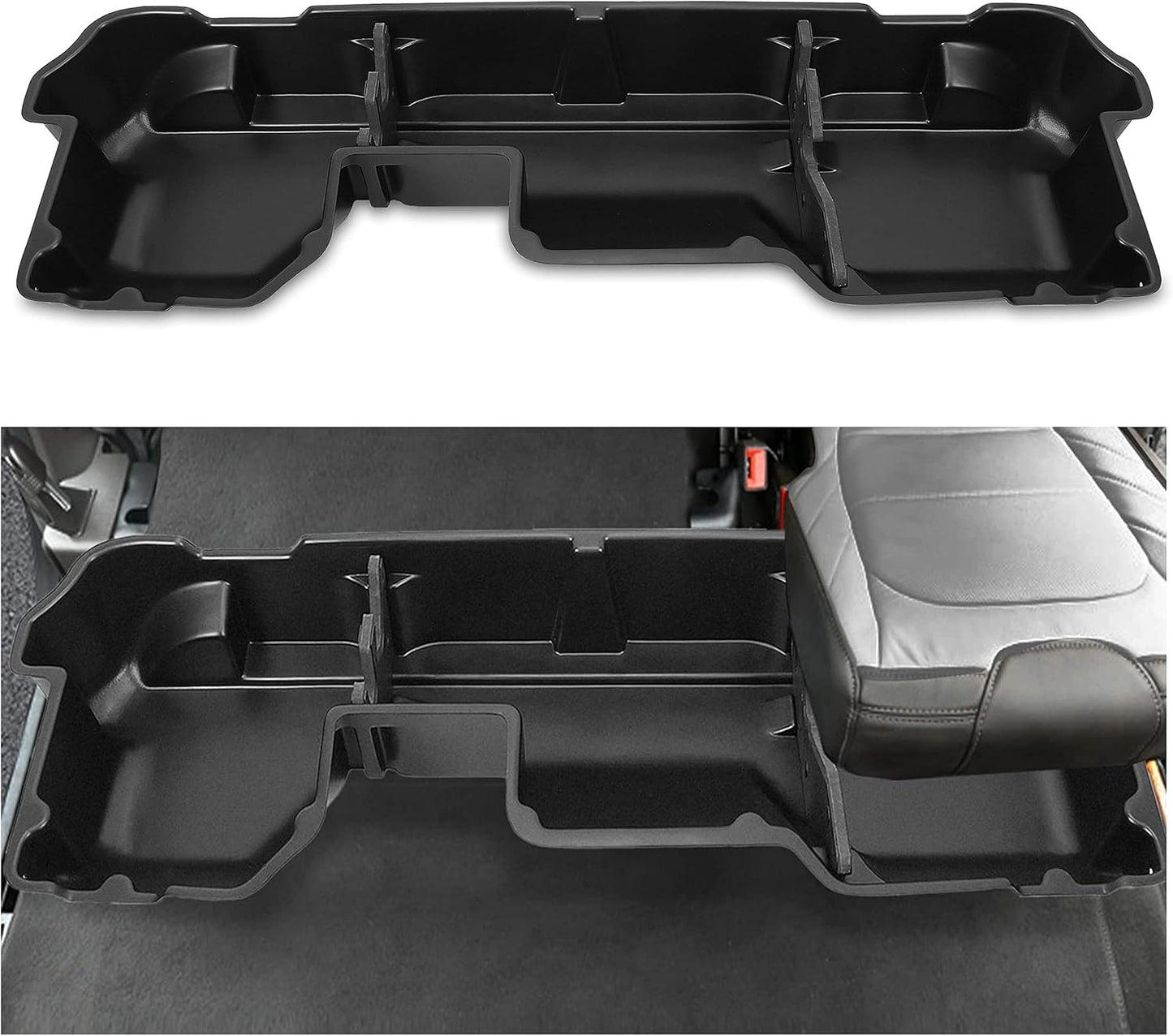 Under Seat Storage Box Compatible with 2019-2025 Dodge Ram 1500 Crew Cabs (New Body Style) Truck Organizer Back Underseat Container System- Black LYAP-115