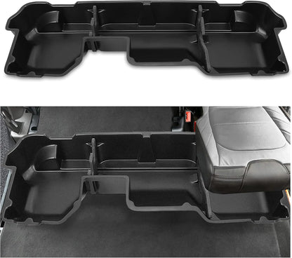 Under Seat Storage Box Compatible with 2019-2025 Dodge Ram 1500 Crew Cabs (New Body Style) Truck Organizer Back Underseat Container System- Black LYAP-115