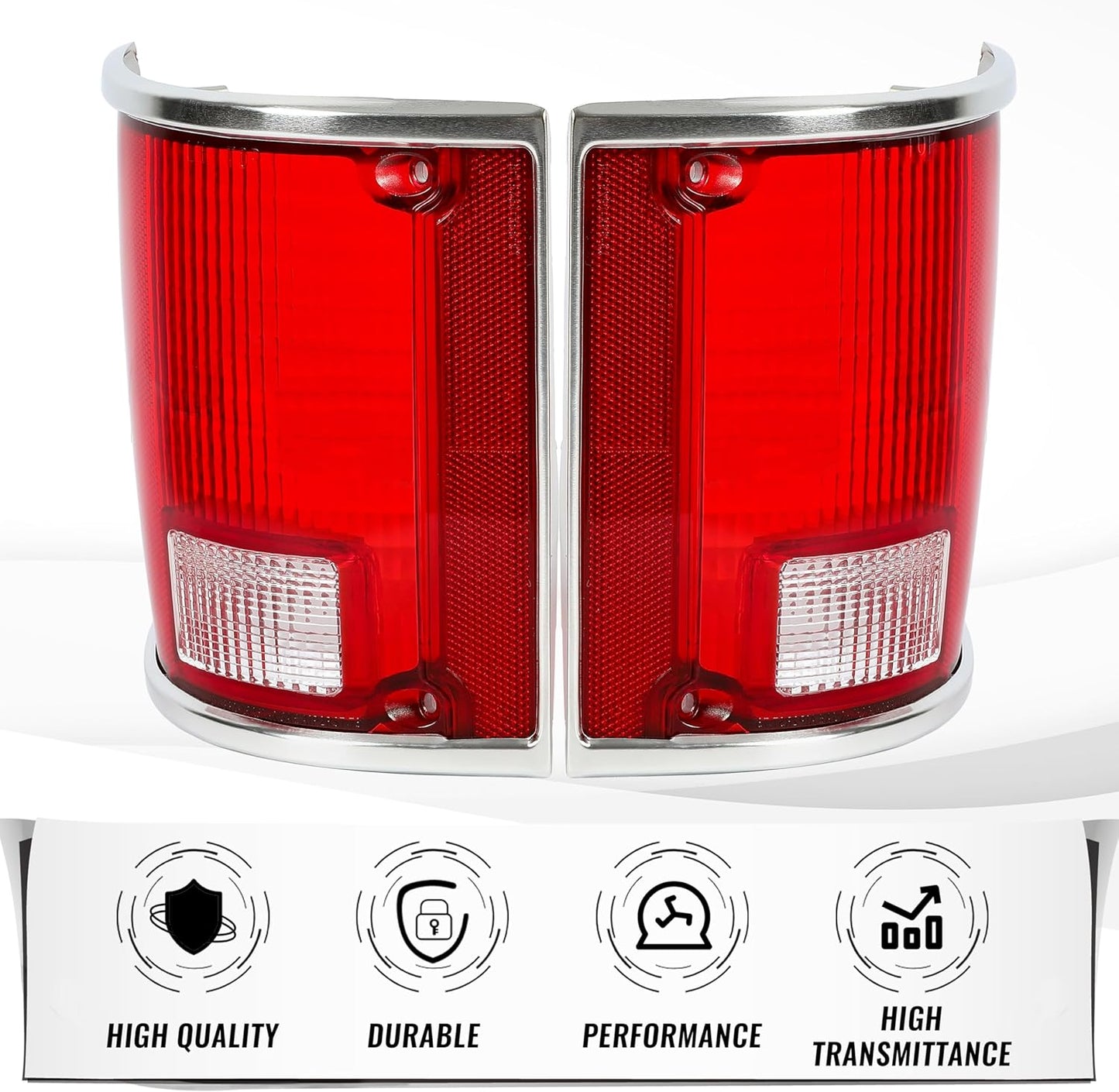 Pair Tail Light Lens Compatible with 1973-1991 Chevrolet Chevy Blazer Suburban Jimmy Driver Left & Passenger Right Replacement For 5968330, 5968329, GM2801122, GM2800122 LYOP-015S