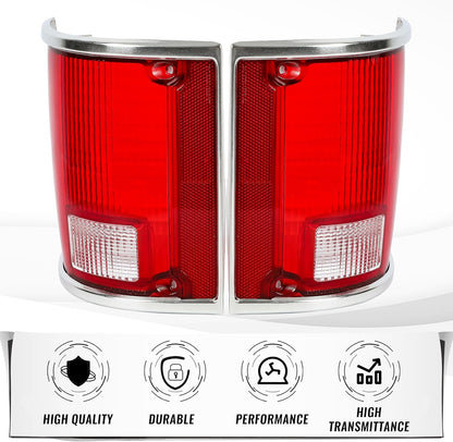 Pair Tail Light Lens Compatible with 1973-1991 Chevrolet Chevy Blazer Suburban Jimmy Driver Left & Passenger Right Replacement For 5968330, 5968329, GM2801122, GM2800122 LYOP-015S