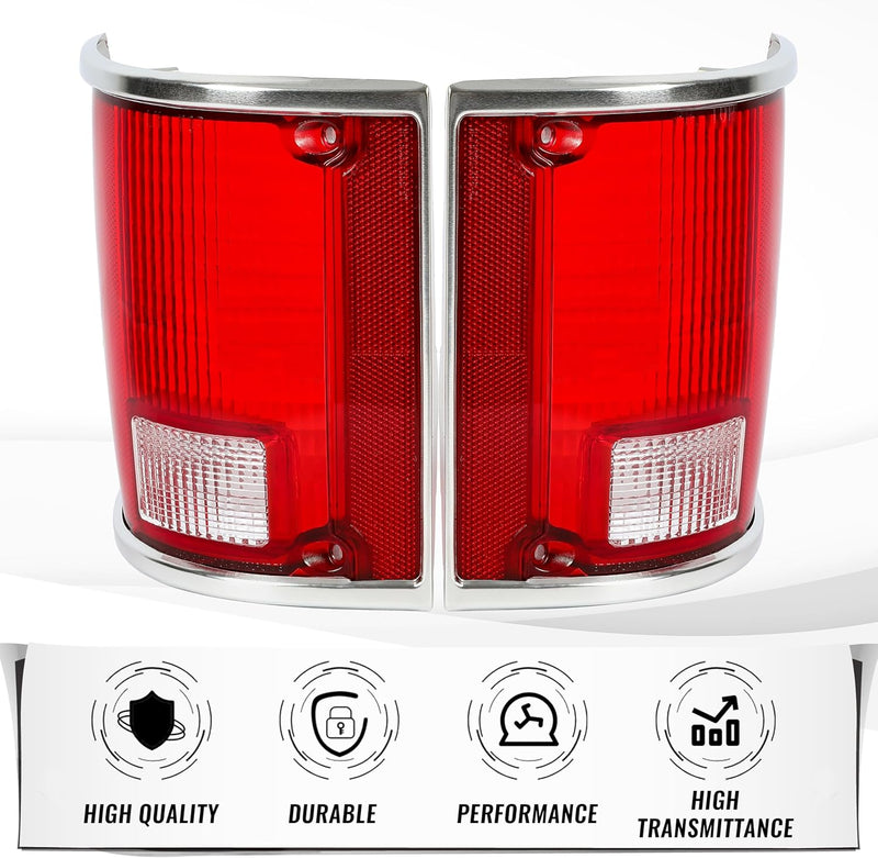 HECASA Pair Tail Light Lens Compatible with 1973-1991 Chevrolet Chevy Blazer Suburban Jimmy Driver Left & Passenger Right Replacement For 5968330, 5968329, GM2801122, GM2800122 LYOP-015S