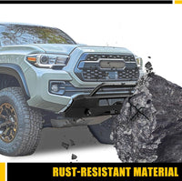 Load image into Gallery viewer, KUAFU Front Winch Bumper Compatible with 2016-2023 Toyota Tacoma Guard Bull Bar W/Winch Mount 4x4 Front Bumper Split Type Brush GuardFront Bumper Grill Grille Guard Protector Brush Push Bar Steel LYAM-030
