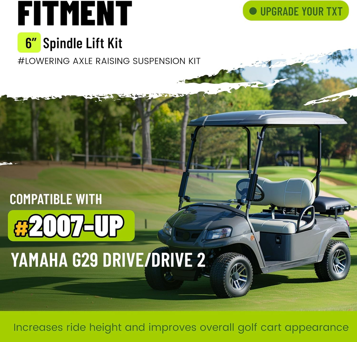 6inches Spindle Lift Kit Compatible with 2007 and up Yamaha G29/Drive Golf Carts (GAS & ELECTRIC) LYMM-038S
