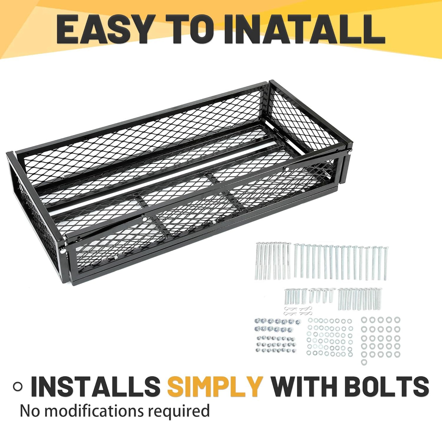ATV Front+Rear Cargo Basket Universal Front+Rear Luggage Carrier Mesh Rack Black Steel LYMM-089S-1