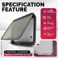 Load image into Gallery viewer, 30inches x 20inches RV Exit Window Push Out w/Screen &amp; Trim Ring Emergency Tinted Side Window for Camper, Cargo, Horse Trailer Aluminium Tempered Glass Plastic Rubber LYMIR-108

