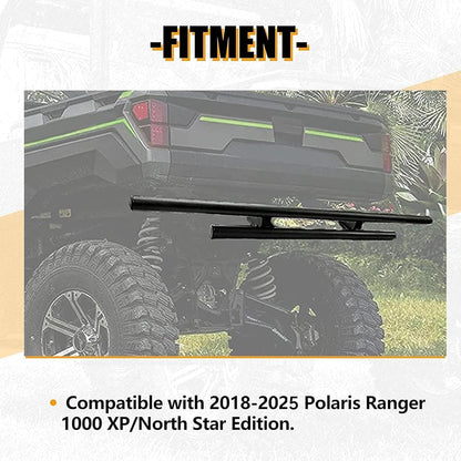 Rear Bumper Guard Compatible with 2018-2025 Polaris Ranger 1000 XP/North Star Edition Double-Tube Rear Bumper Brush Guard Wrinkle LYPS-021S