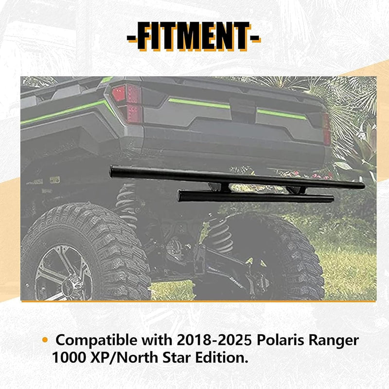 KUAFU Rear Bumper Guard Compatible with 2018-2025 Polaris Ranger 1000 XP/North Star Edition Double-Tube Rear Bumper Brush Guard Wrinkle LYPS-021S