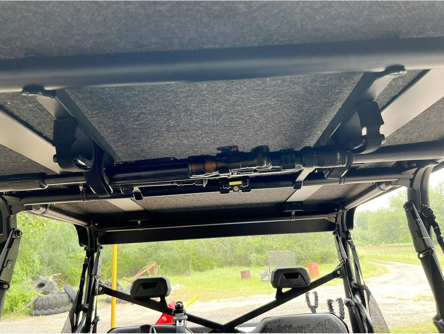 Adjustable Gun Rack Carrier 23-31 Inch Universal Compatible with Polaris Ranger Kawasaki Mule UTV Overhead Roof Gun Holder LYPS-068