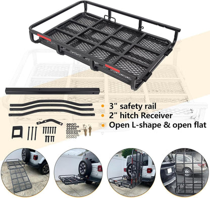 Hitch Mount Mobility Carrier with Loading Ramp for Scooter, Lawn Mower, Snow Blower, Equipment Hauler 500lb Capacity Basket-Style LYA-033S