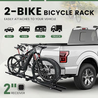Load image into Gallery viewer, Hitch Mount Bike Rack 2&#39;&#39; Receiver Bicycle 2-Bike Rack for SUV Van Truck Car RV Minivans, 200 LBS Capacity Platform Style for Mountain Bike E-Bike Steel LYA-014S
