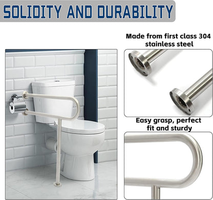 24 Inch Safety support Grab Bars Rails 304 Stainless Steel Toilet Handrail Bathroom Safety Bar Wall Mount Floor Support Assist Bar for home bathroom mobility aid