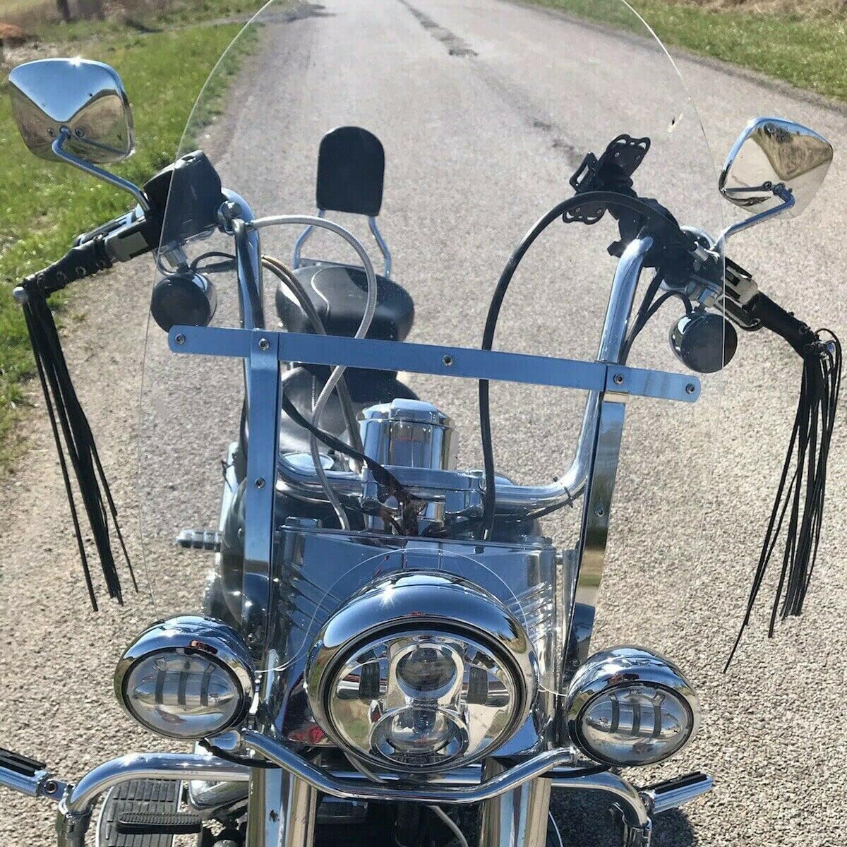Large 26-1/2inches X 23inches Detachable Motorcycle Windscreen Windshield Compatible With 2000-UP Harley Davidson Heritage Softail Classic FatBoy FLS FLST FLSTC FLSTF FLSTFB FLSTN Clear WSD-04
