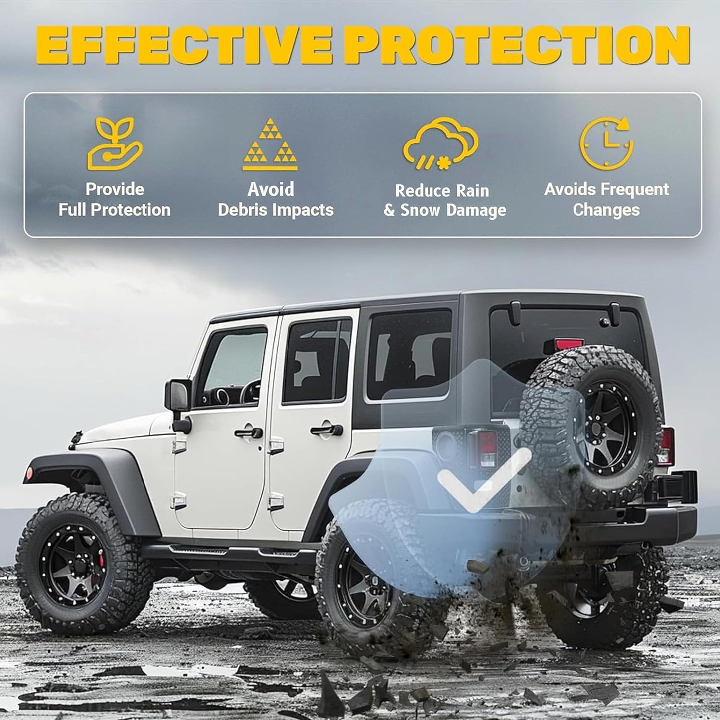 Rear Corner Guards Body Armor Compatible with 2007-2018 Jeep Wrangler JK JKU Replacement for 11651.01 Tail Light Trim Covers Rear Quarter Panel Textured Black Exterior Accessories 2Pcs LYAP-194