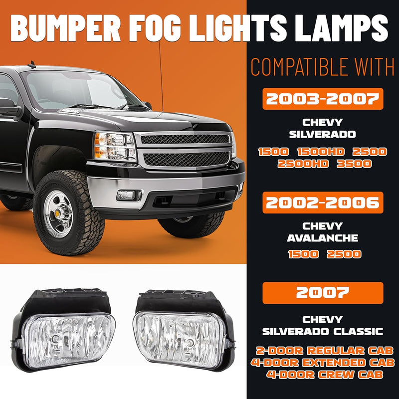 Nixon Offroad Fog Light Pair With Bulbs For 2003-2007 Chevy Silverado & Avalanche | DOT/SAE Certified