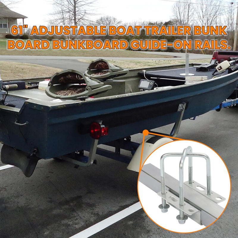 HECASA Adjustable 2pcs Boat Trailer Guides Bunk Carpeted Boat Guide-on Galvanized Finish (Size Selected) LYOM-085