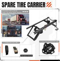 Load image into Gallery viewer, KUAFU Semi-Truck Spare Tire Carrier with Ratchet Strap Chain Truck Tire Storage Rack Portable Adjustable Tire Secure Holder with Lock LYOM-337S
