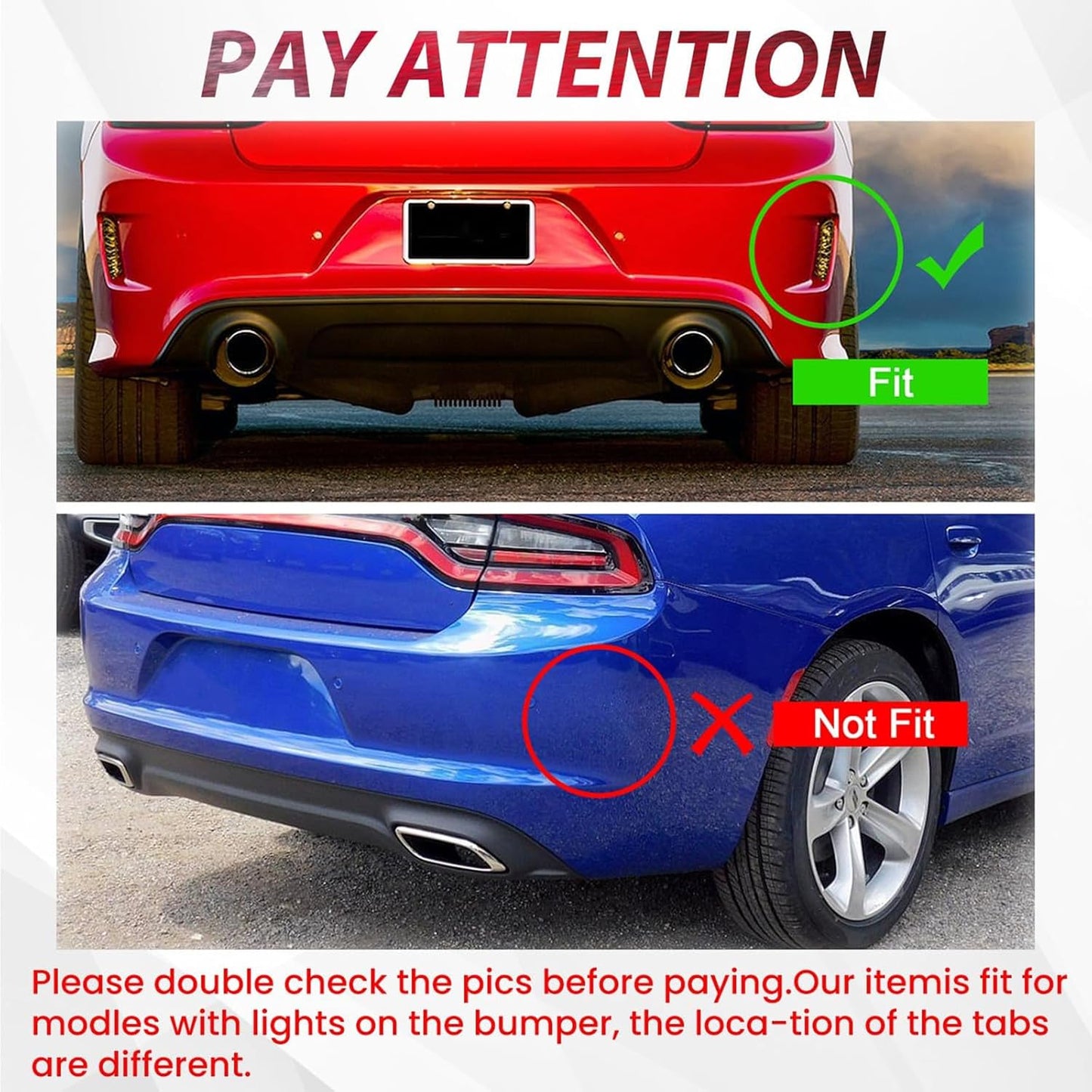 Rear Diffuser Compatible with 2015-2024 Dodge Charger Scat SRT Daytona GT R/T Non-Widebody Models Valance Rear Bumper Lip Splitter Spoiler Diffuser Black LYAP-296S