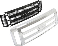 Load image into Gallery viewer, HECASA Front Grille Compatible with 1999-2004 Ford Super Duty F-250 F-350 Excursion (New Front Chrome Grille) 2006 Style W/Detachable Mesh Insert LYAP-006F
