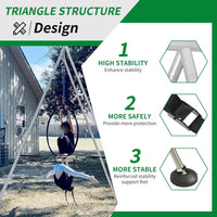 Load image into Gallery viewer, KUAFU 9.6 FT Portable Stand Yoga Swing Stand 551 LBS Aerial Yoga Frame Yoga Sling Inversion Equipment Steel Silvery for Indoor and Outdoor Triangle Structure LYOM-120T-1
