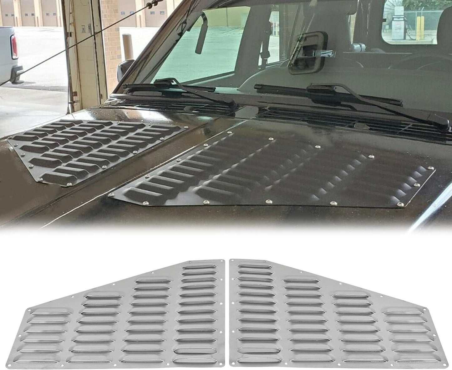 Aluminum Louver Hood Vent Compatible with 1984-2001 Jeep XJ Cherokee/ 1986-1992 Jeep Comanche Cooling Panels Pair Kit Bolt On LYAM-453