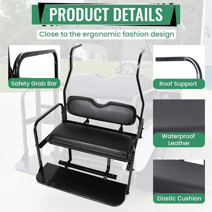 Back Folding Seat Kit Compatible with 2000.5-Up Club Car DS Models Golf Cart Flip Seat with Cushions LYA-078A+LYA-078B