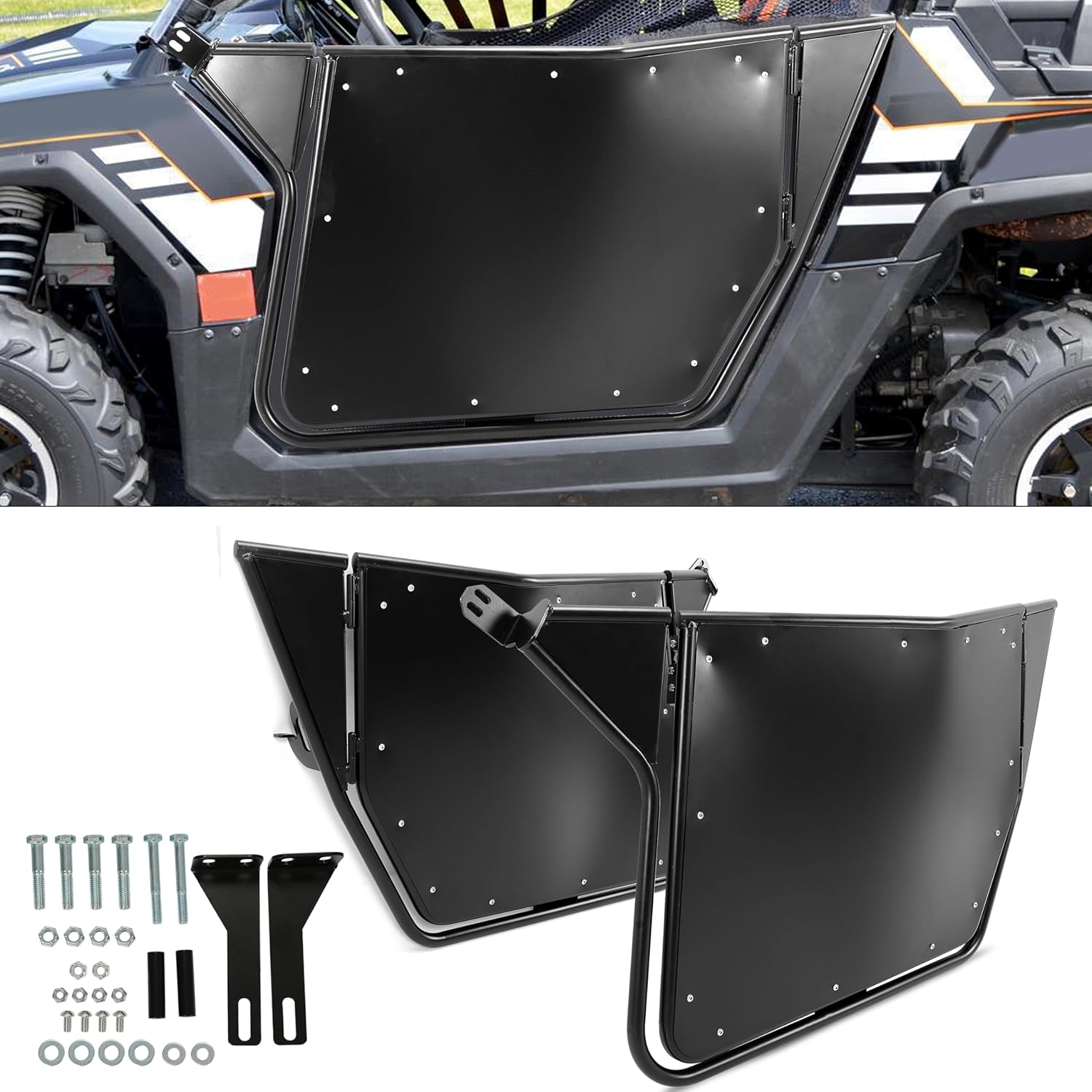 UTV Metal Doors w/Latches Compatible with 2008-2021 Polaris RZR 800/ S 800/ XP 900 570 2 Door Models Suicide Doors 2 PCS LYPS-052S