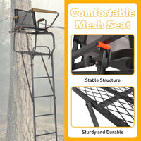 Load image into Gallery viewer, HECASA Ladder Tree Stand with Mesh Seat, 15.5&#39; Climbing Equipment Accessories for Deer Hunting, Adjustable Shooting Rail, 300 LBS LYOM-099
