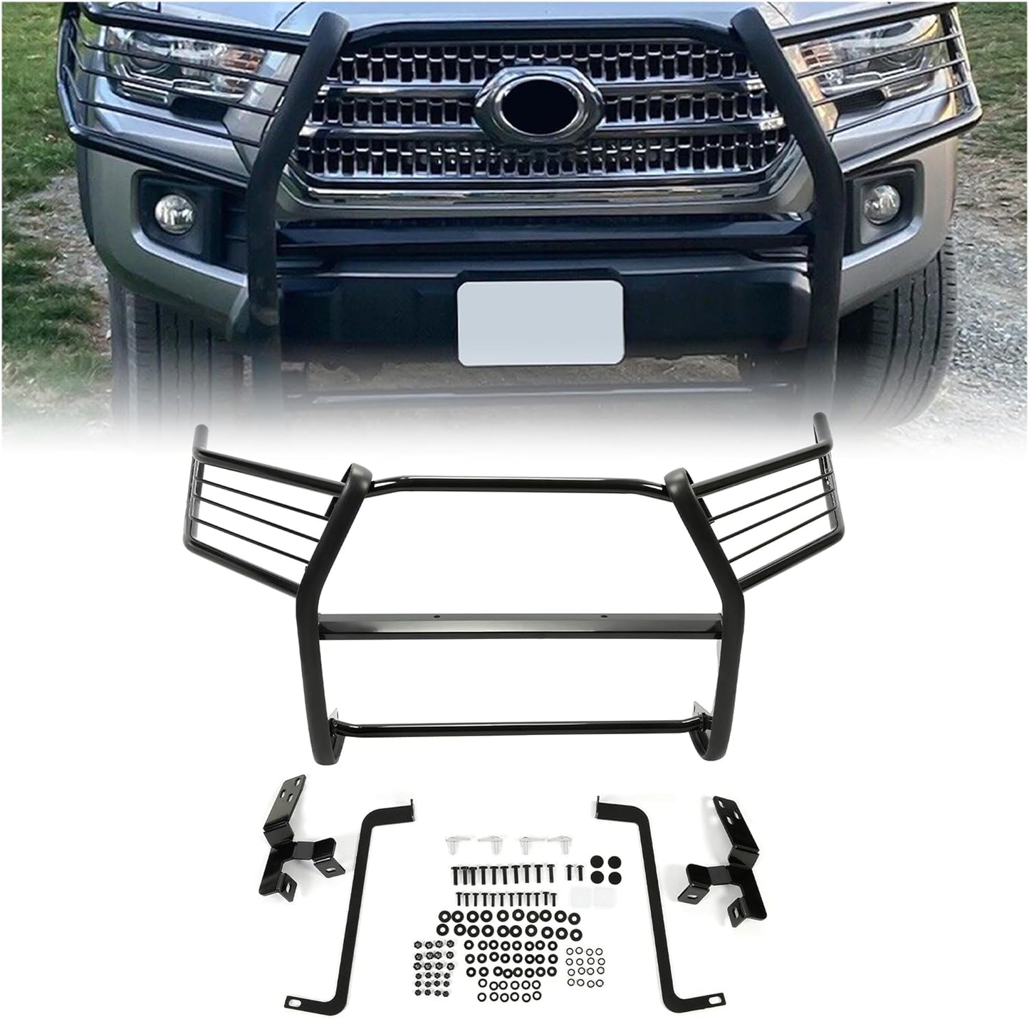Front Brush Guard Bumper Grille Compatible with 2016-2023 Toyota Tacoma Bull Bar Brush Push Bar Guard Protector Powder Coated Black Steel Exterior Accessories LYAM-139S