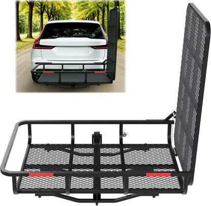 Hitch Mount Mobility Carrier with Loading Ramp for Scooter, Lawn Mower, Snow Blower, Equipment Hauler 500lb Capacity Basket-Style LYA-033S