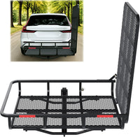 Load image into Gallery viewer, ECOTRIC Hitch Mount Wheelchair Carrier with Mobility Ramp for Wheelchair Scooter Lawn Mower Snow Blower Hauler 500lb Capacity Basket-Style LYA-033S
