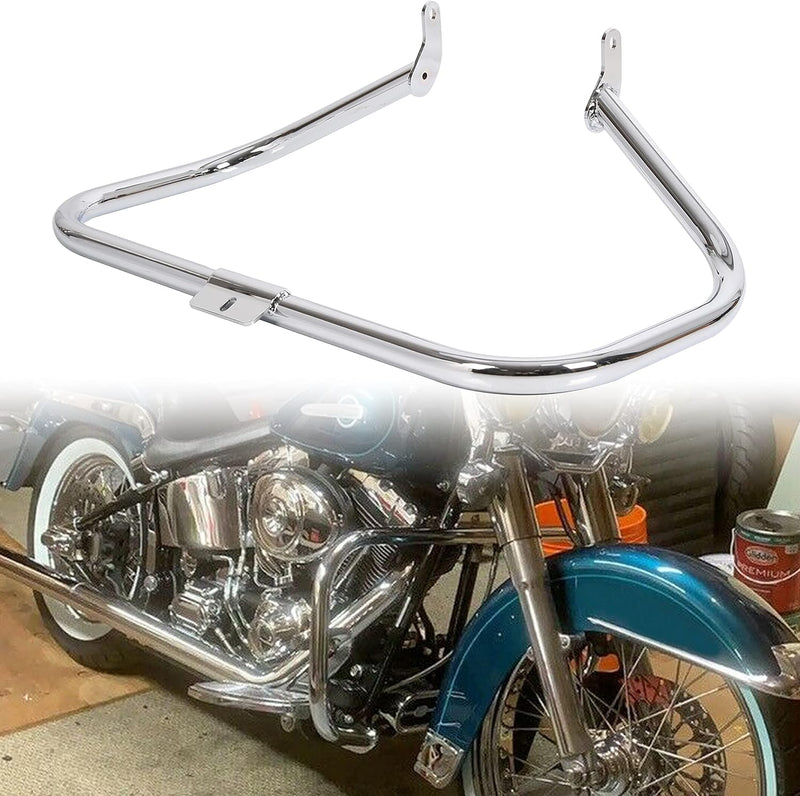 Chrome Engine Guard Highway Crash Bar Compatible with 2000-2017 Harley Heritage Softail Fat Boy Springer FLST Replacement for HD49004-00 LYHD-37S