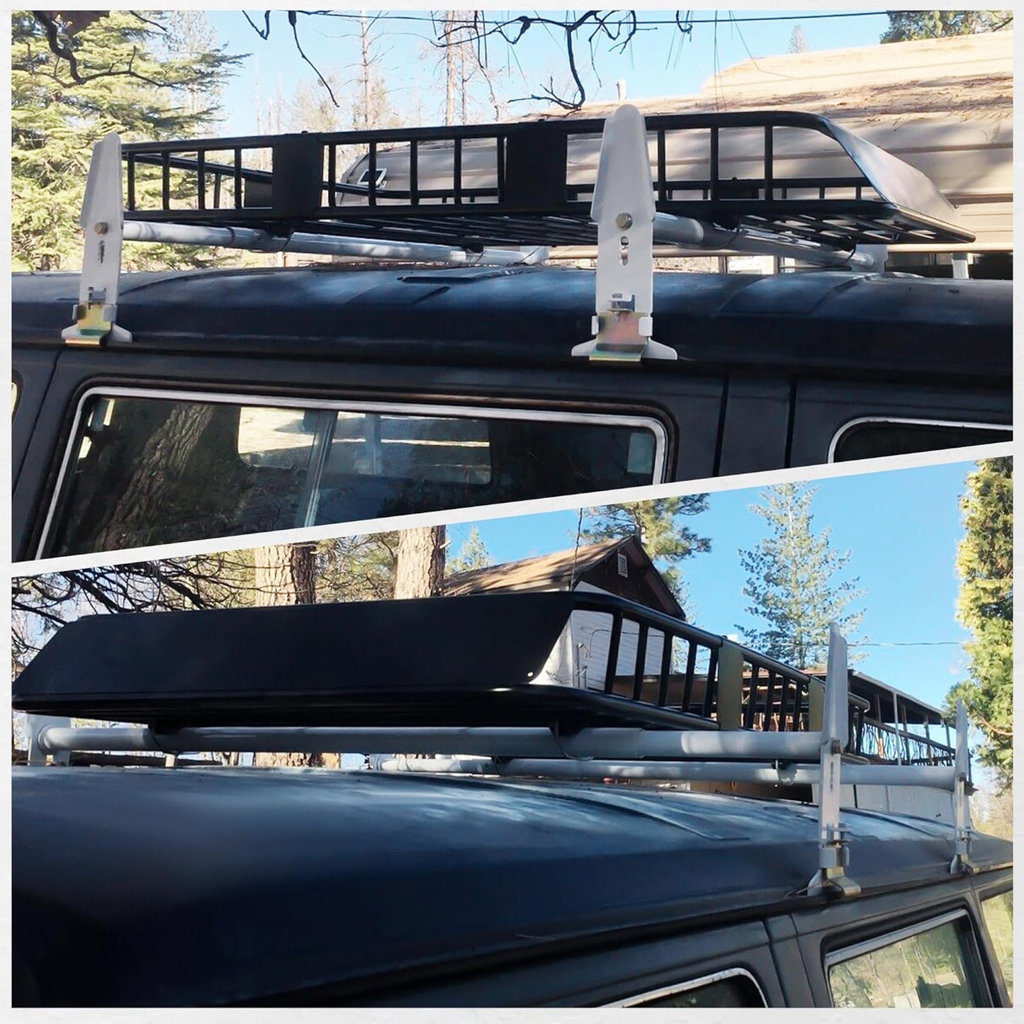 Van Roof Ladder Rack 47inches- 77inches Adjustable Roof Rack 500LBS Capacity Compatible with Chevy Dodge Ford GMC Express LYA-059S