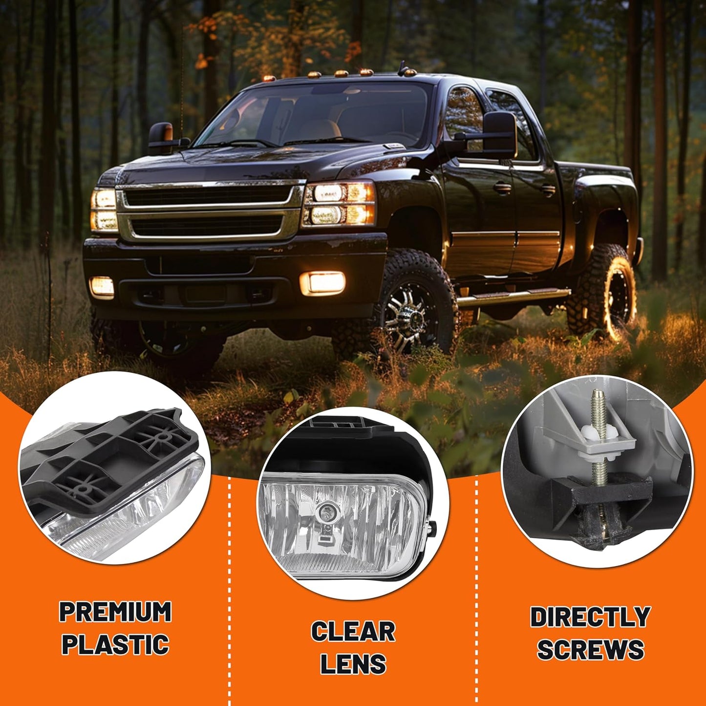 Bumper Fog Lights Lamps Compatible with 2003-2007 Chevy Silverado 2002-2006 Chevy Avalanche with Bulbs Driver Side+Passenger Side LYPL-076