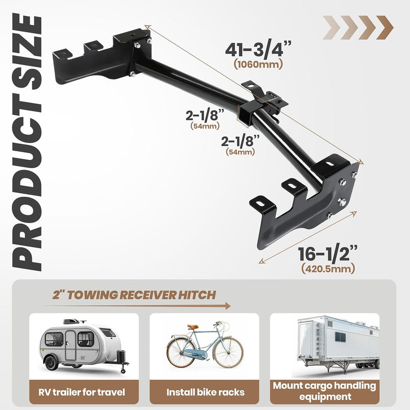 KUAFU Class 3 Trailer Hitch Compatible with 1999-2013 Chevrolet Silverado GMC Sierra 1500 2inches Towing Receiver Hitch Replacement for 44563 Steel Black LYAM-692